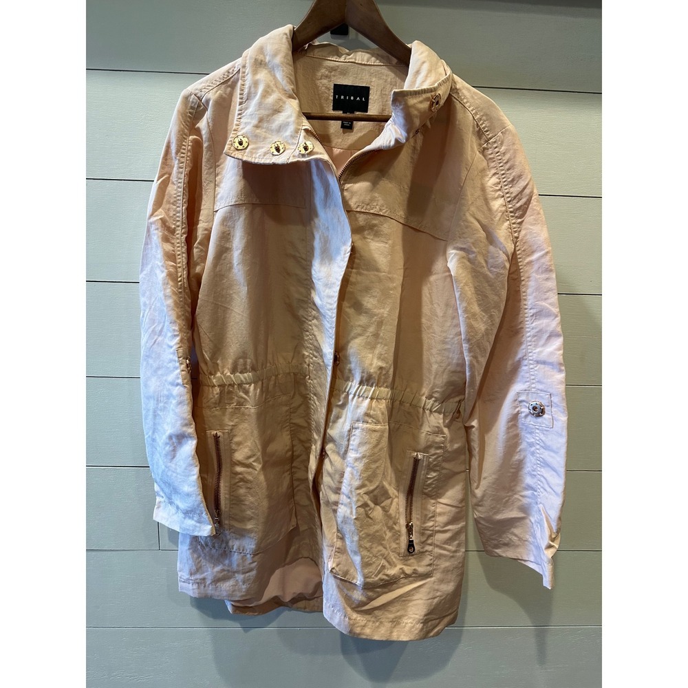 Tribal Women's Peach Utility Jacket  Pink Anorak Windbreaker-size Medium